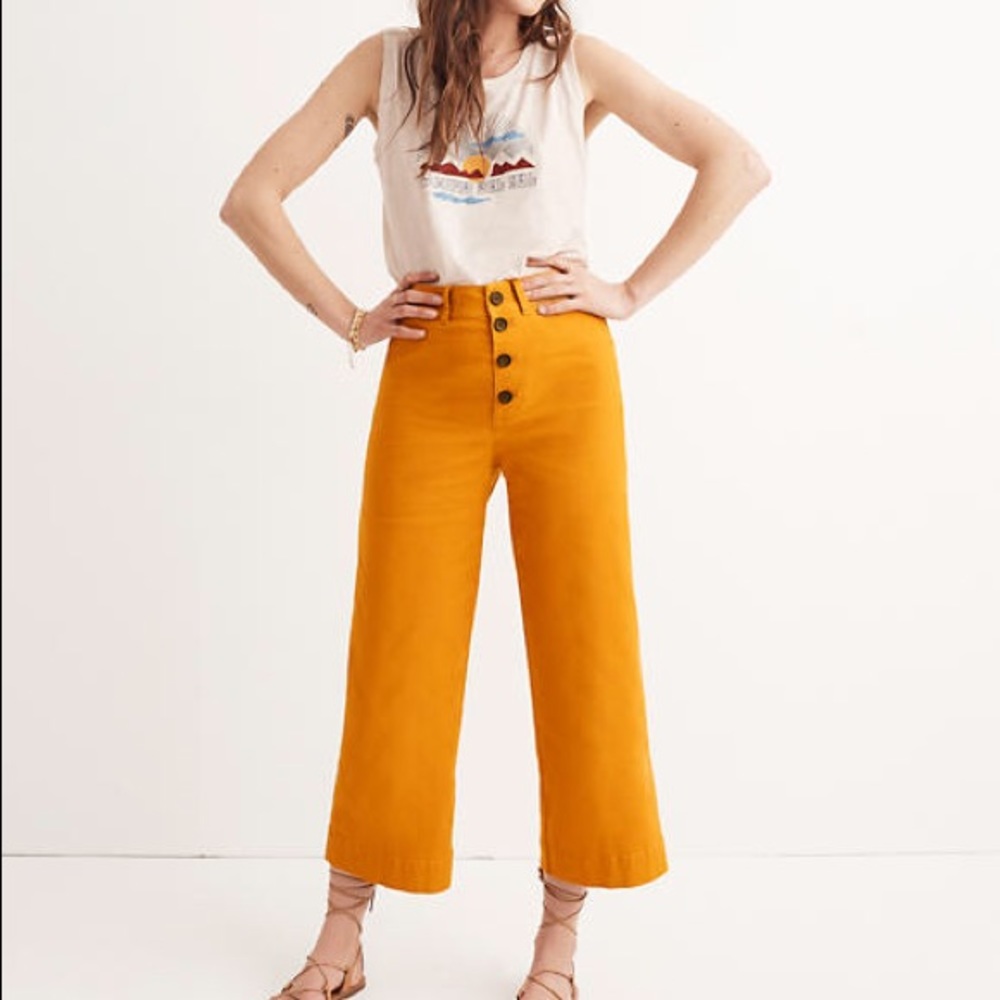 Emmett Wide-Leg Crop Pants: Button Front Edition